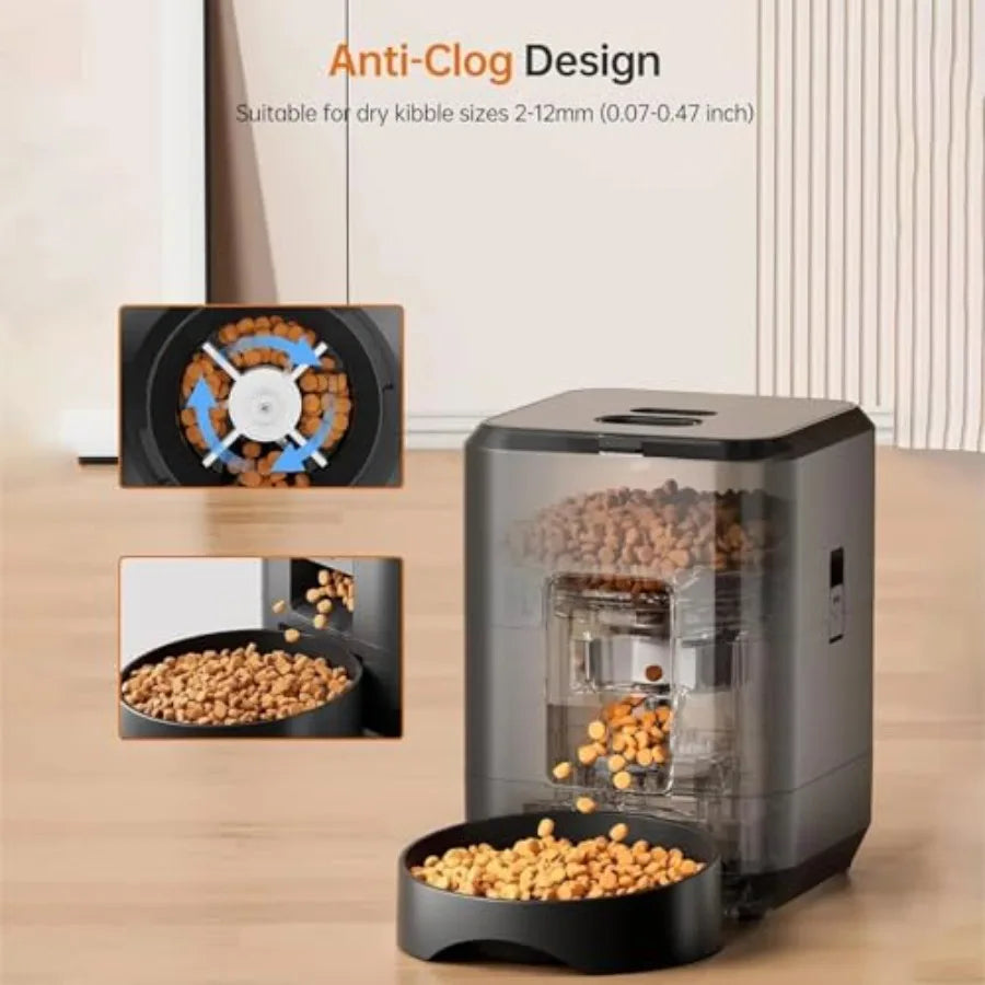 2L Wi-Fi Controlled Automatic Pet Feeder for Cats and Dogs with Timed Portion Settings and Integrated Bowl