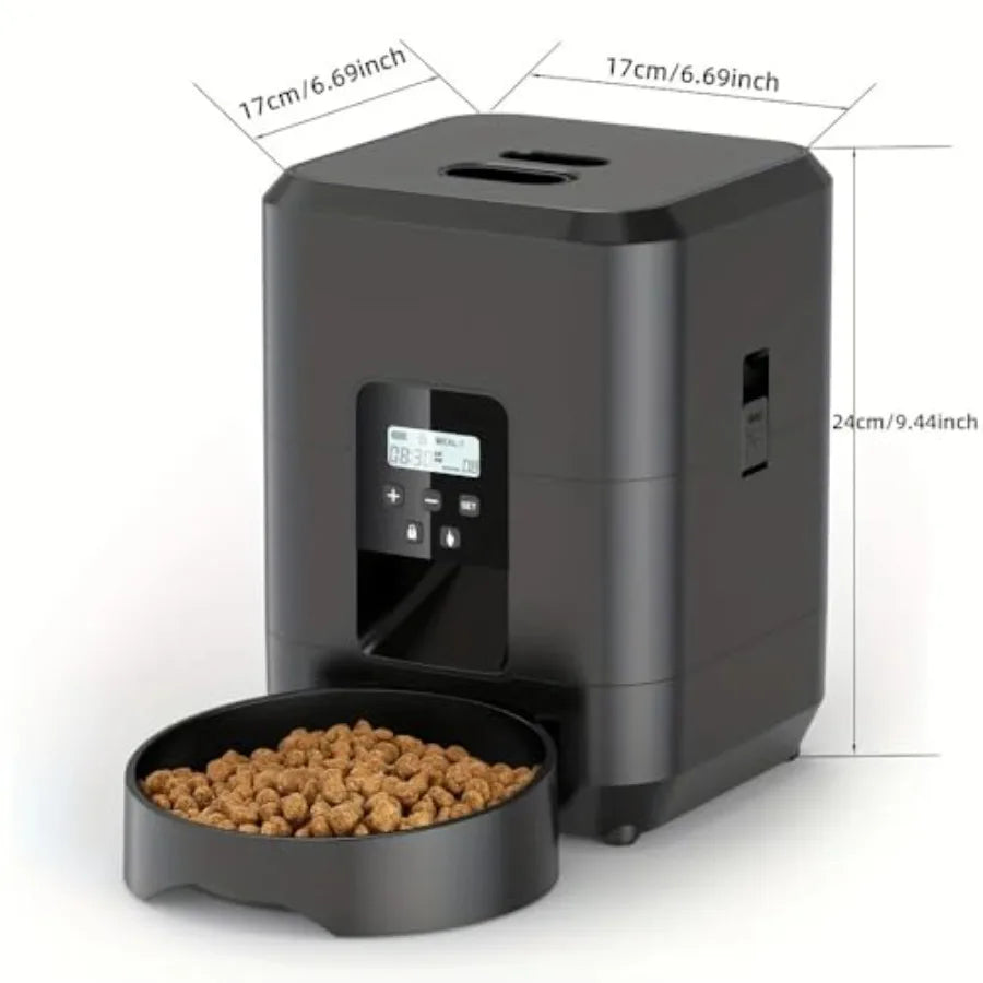 2L Wi-Fi Controlled Automatic Pet Feeder for Cats and Dogs with Timed Portion Settings and Integrated Bowl