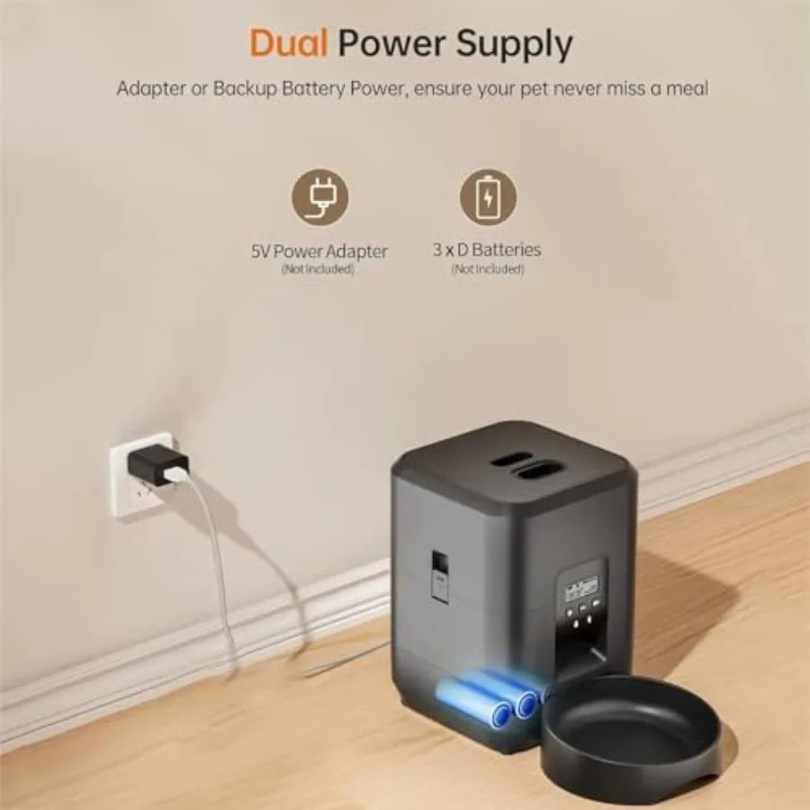 2L Wi-Fi Controlled Automatic Pet Feeder for Cats and Dogs with Timed Portion Settings and Integrated Bowl