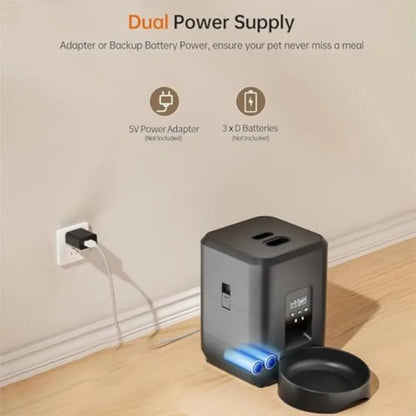 2L Wi-Fi Controlled Automatic Pet Feeder for Cats and Dogs with Timed Portion Settings and Integrated Bowl