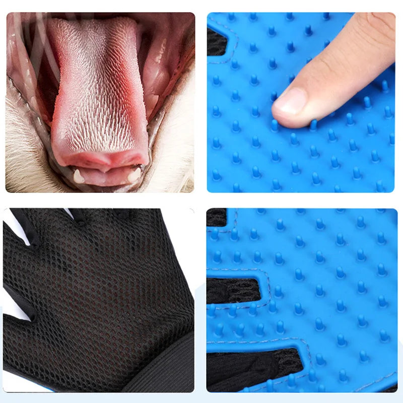 Professional Pet Grooming and Care Gloves with Massage and Bathing Comb for Effective Hair Removal - Left/Right Hand Design