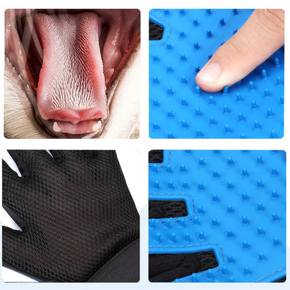 Professional Pet Grooming and Care Gloves with Massage and Bathing Comb for Effective Hair Removal - Left/Right Hand Design