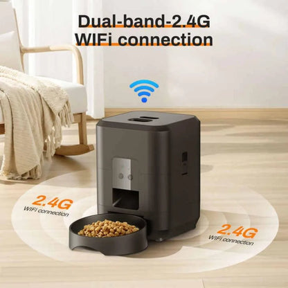2L Wi-Fi Controlled Automatic Pet Feeder for Cats and Dogs with Timed Portion Settings and Integrated Bowl